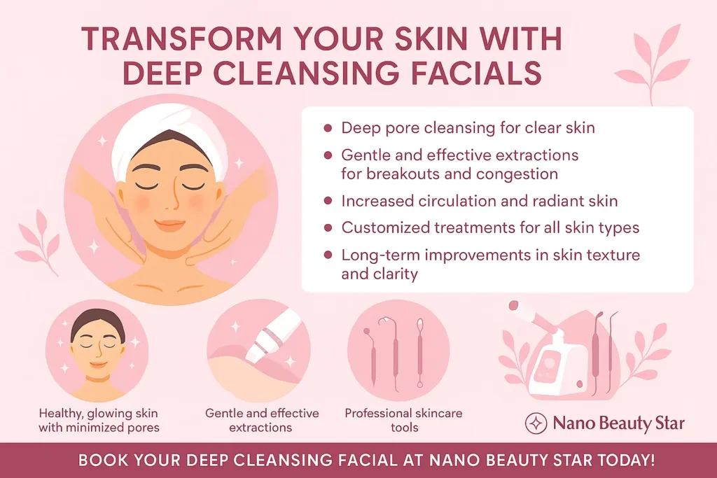 an infographic about Deep Cleansing Facials in Vancouver