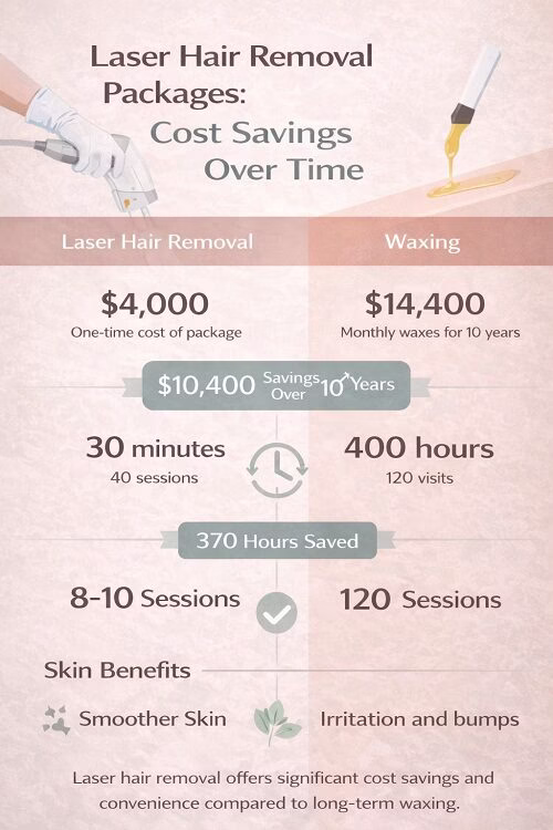 Laser hair removal packages cost savings compared with waxing