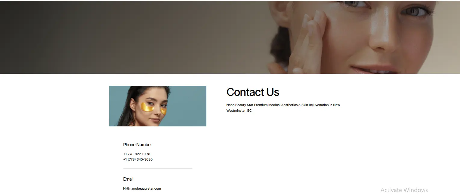 Nano Beauty Star contact clinic Vancouver skin care