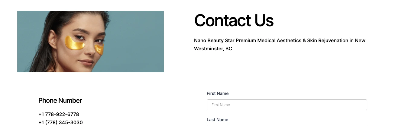 Nano Beauty Star Microneedling clinic Vancouver contact