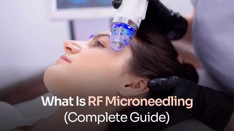 RF microneedling treatment on face using radio frequency device for skin tightening