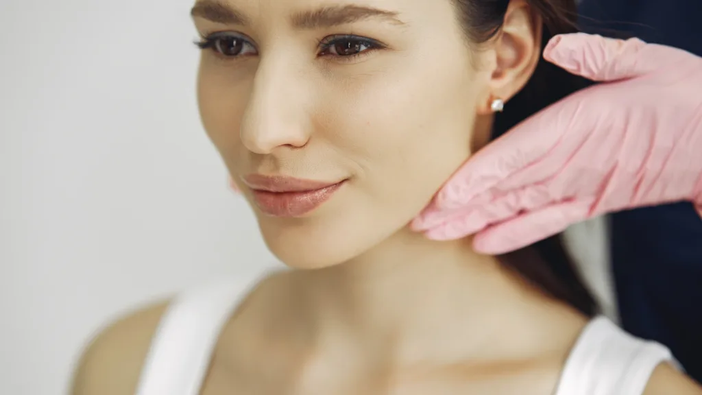 Secret RF treatment for jawline contouring and skin tightening.