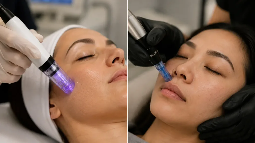 Secret RF vs microneedling for enlarged pores.