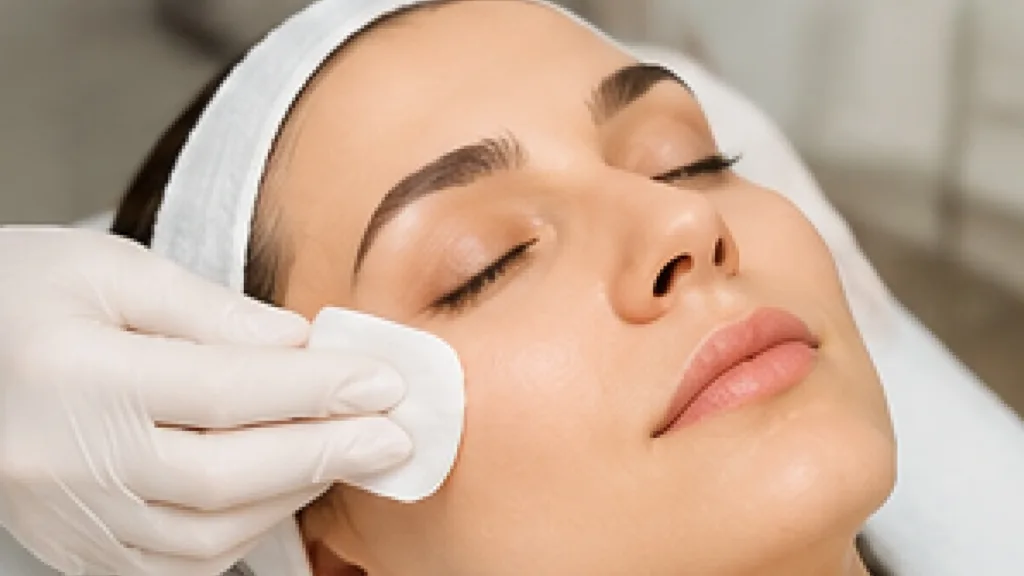 Secret RF vs Infini RF microneedling treatment during procedure in a clinical setting.