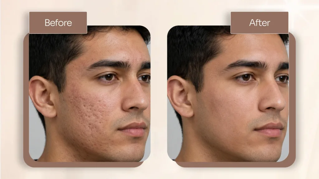 Secret RF before and after acne scars for skin treatment results. 