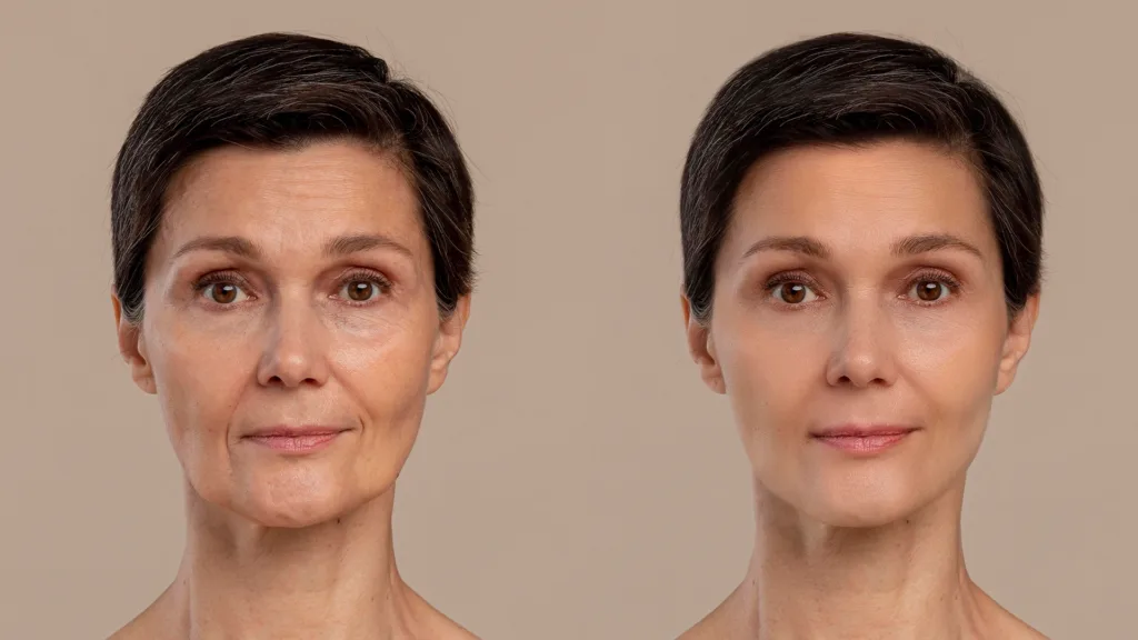 HIFU facial treatment benefits for lifting sagging skin.