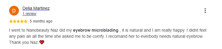 Delia Martinez Google review for Nano Beauty Star.