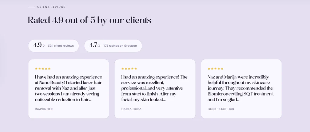 Nano Beauty Star ratings and reviews for laser hair removal.