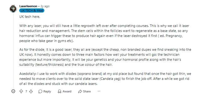 Reddit discussion on diode laser hair removal Vancouver.