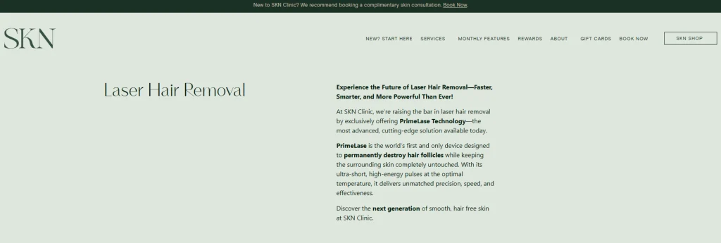 SKN Holistic Rejuvenation Clinic - laser hair removal Downtown Vancouver.