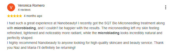 Veronica Romero Google review for Nano Beauty Star.